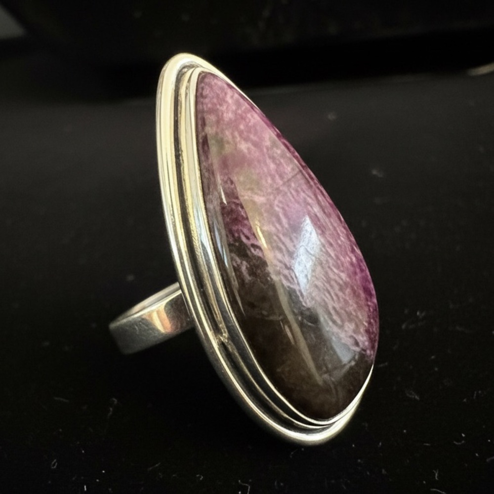 Sterling Silver and genuine stitchtite Teardrop Ring‎